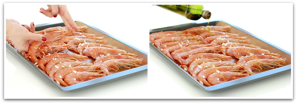 Gambones listos para entrar al horno Gambones listos para entrar al horno