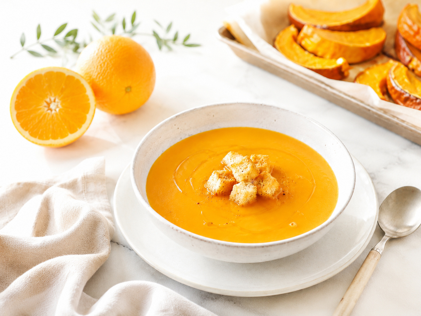 Crema de calabaza asada con naranja