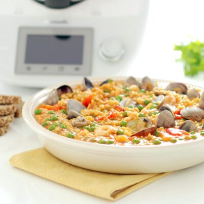 Arroz caldoso con almejas y gambas en Thermomix ®