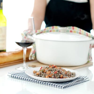 Arroz negro con sepia en cocotte