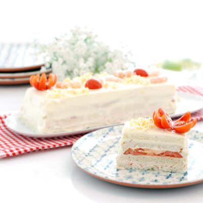 Pastel de verano de pan Bimbo® con langostinos