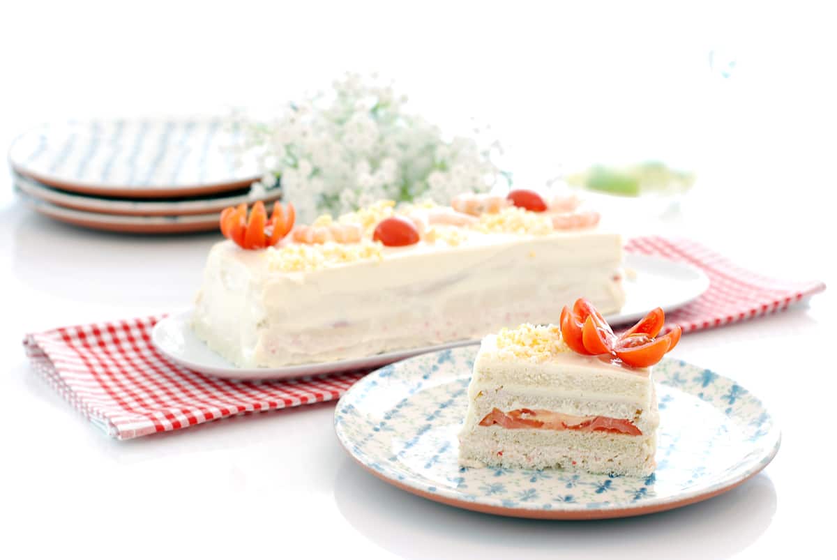 Pastel de verano de pan Bimbo® con langostinos