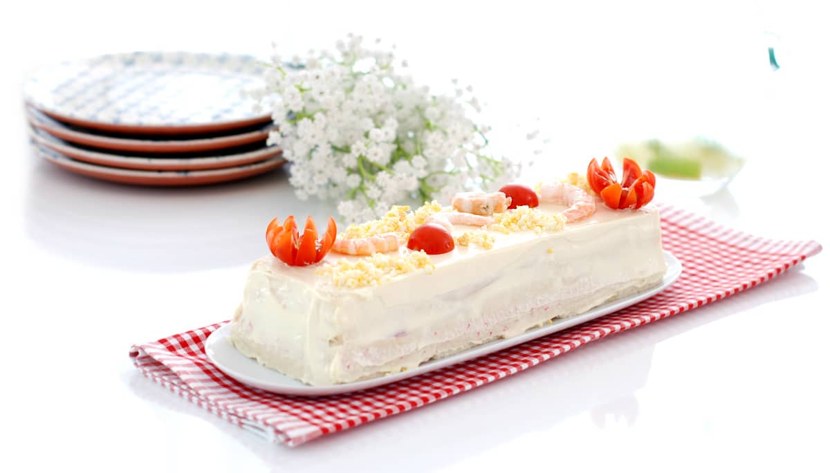 Pastel de verano de pan Bimbo® con langostinos Pastel de verano de pan Bimbo® con langostinos