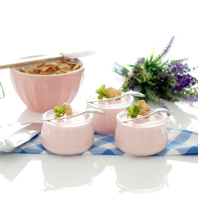 Petit suisse de gelatina de fresas, con Thermomix®