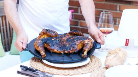 Pollo a la rana en la barbacoa