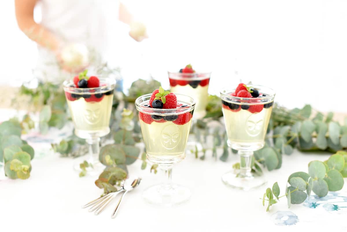 Gelatina de champán con frutos rojos