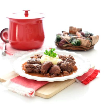 Carrilleras con salsa de castañas