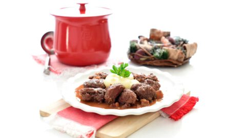 Carrilleras con salsa de castañas