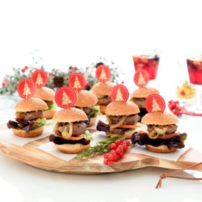 Mini hamburguesas con polvo de boletus
