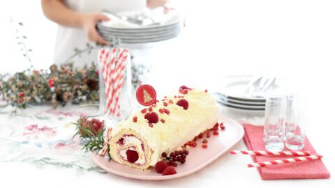 Brazo de gitano con frambuesas