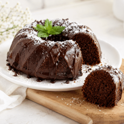 Tarta borracha de chocolate y coco