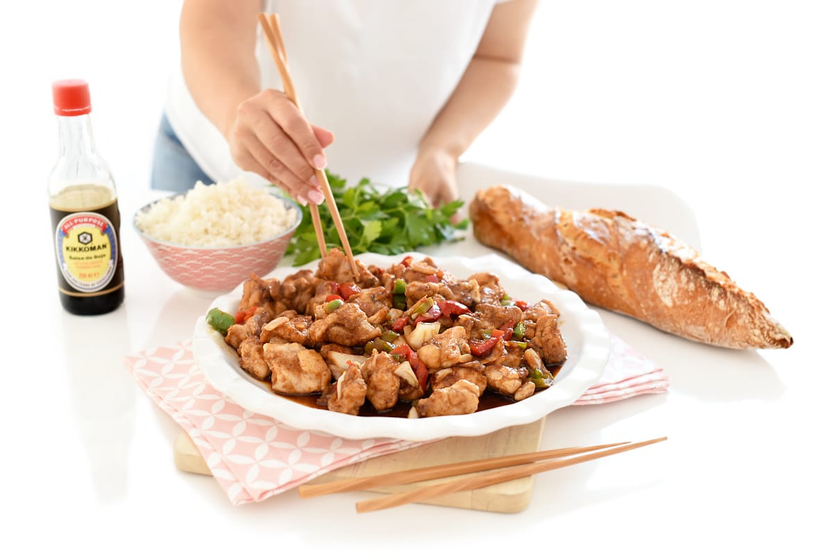 Pollo con verduras al estilo Cantonés