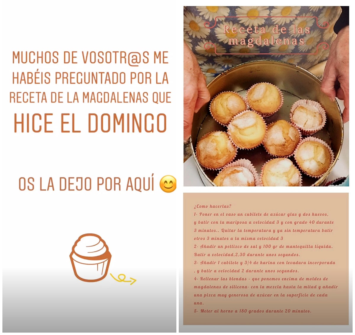 La receta de magdalenas de Manuela Carmena