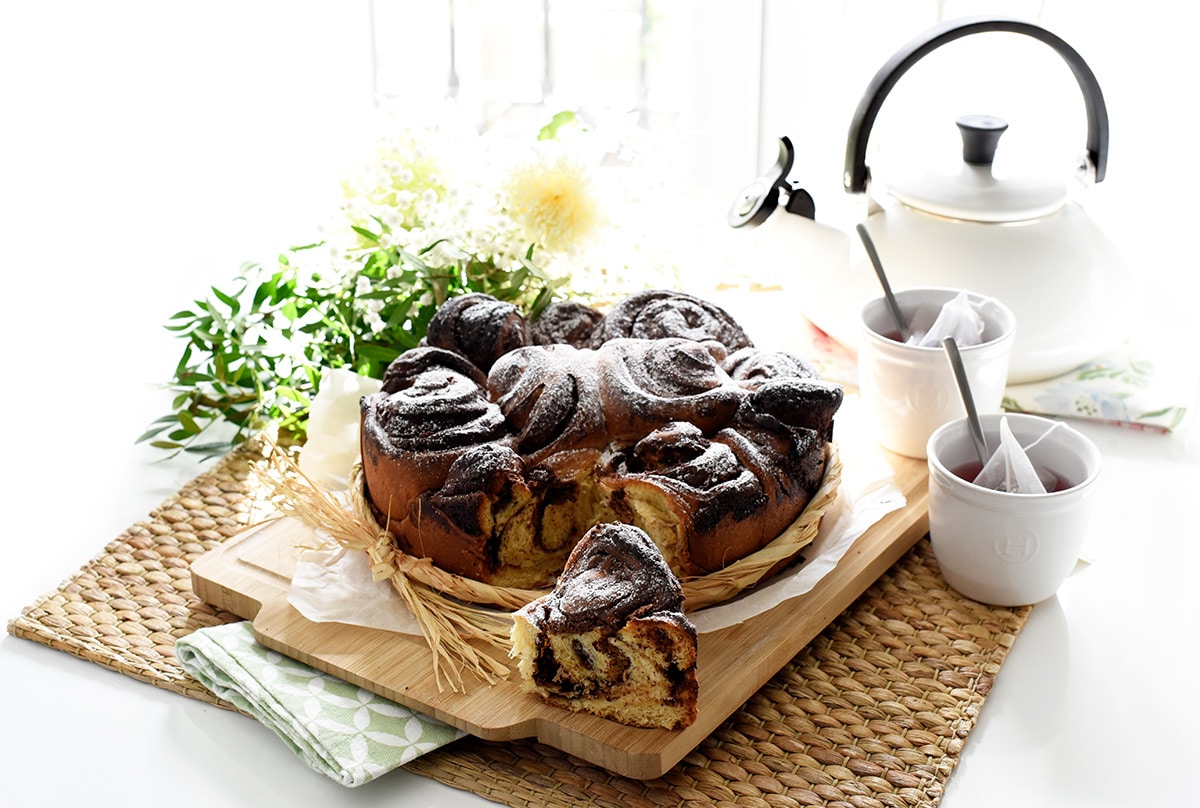 Caracolas de brioche con chocolate pedacito