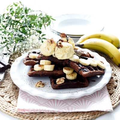 Gofres de chocolate y nueces