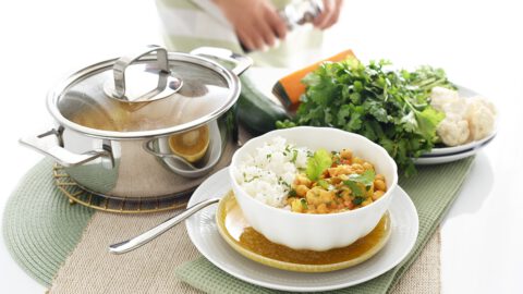 Curry de garbanzos con verduras